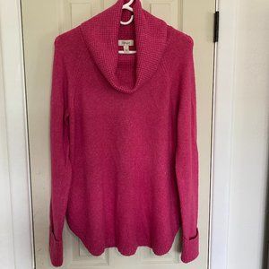 Hot Pink Cowl Neck Tunic Sweater